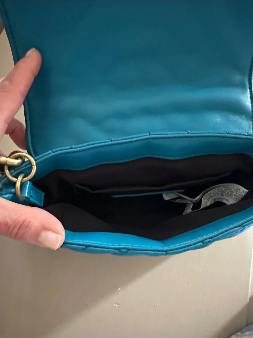 Quilted Chain Shoulder Bag in Turquoise